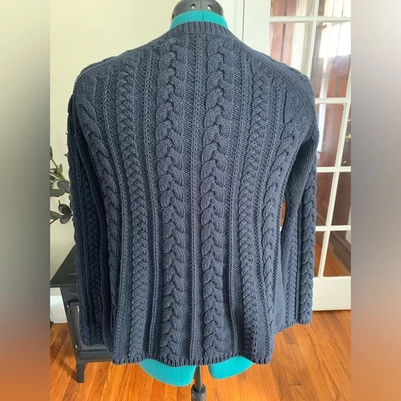 GAP beautiful knit cardigan in navy large snap buttons Fishermancore - Picture 2 of 6